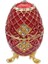 Faberge Yumurta Swarovski Taşlı Lüks Mücevher Kutusu Kırmızı 10CM 2