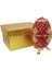 Faberge Yumurta Swarovski Taşlı Lüks Mücevher Kutusu Kırmızı 10CM 3