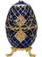 Faberge Yumurta Swarovski Taşlı Lüks Mücevher Kutusu Mavi 10CM 4