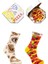 Pizza Pepperoni Desenli Renkli Unisex Çorap 4 Çift 1