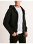 Düz 2 Ip Şardonlu Fermuarlı Kapşonlu Oversize - Siyah 2