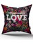 Çift Taraflı Siyaz Çiçekli Love Yazılı Dijital Baskı Kırlent Yastık Kılıfı - CGH466-CT 1