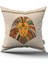 Çift Taraflı Krem Etnik Afrika Aslan Figürlü Dijital Baskılı Kırlent Yastık Kılıfı -CGH1259-CT 1