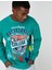 Kolej Baskılı Oversize Sweatshirt Şardonlu Kapşonlu 1
