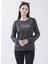 Bisiklet Yaka Baskılı Füme Kadın Sweatshirt 22K0375K1 1