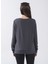 Bisiklet Yaka Baskılı Füme Kadın Sweatshirt 22K0375K1 4