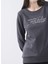 Bisiklet Yaka Baskılı Füme Kadın Sweatshirt 22K0375K1 5