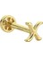 Altın Piercing -X- Harf 14 Ayar Tragus 2