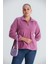 Kolları Lastikli Büyük Beden Lila Polar Sweatshirt 1