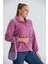 Kolları Lastikli Büyük Beden Lila Polar Sweatshirt 2