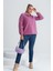 Kolları Lastikli Büyük Beden Lila Polar Sweatshirt 4