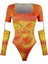 Bodysuit Turuncu Metal Baskılı 3 Parça Tasarım 1