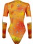 Bodysuit Turuncu Metal Baskılı 3 Parça Tasarım 3