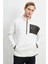 Erkek Beyaz Oversize Bol Kesim Dik Bato Yaka Cep Detaylı Fermuarlı Soğuk Geçirmez Polar Sweatshirt 1