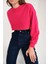 Fuşya Pamuklu 3 Iplik Örme Crop Sweatshirt (ZCK0557) 3