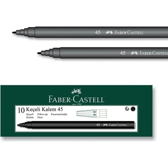 Faber-Castell 45 Keçeli Kalem Siyah (10 Adet)