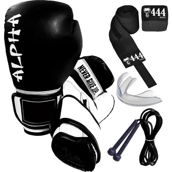 444 Marka Alpha Boks Eldiveni Boxing Gloves Boks Bandajı Boks Dişliği Atlama Ipi Kick Boks Eldiven Seti