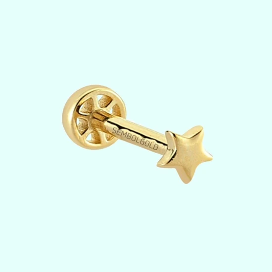 SembolGold Altın Yıldız Tragus Piercing 14 Ayar