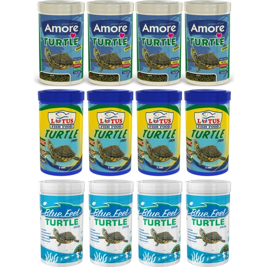Amore Turtle Green Sticks 12 x 250 ml Sürüngen ve Kaplumbağa Yemi