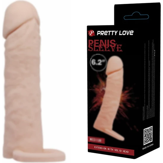 Pretty Love 4 cm Dolgulu Realistik Uzatmalı Penis Kılıfı Dildo Ten Rengi Penis