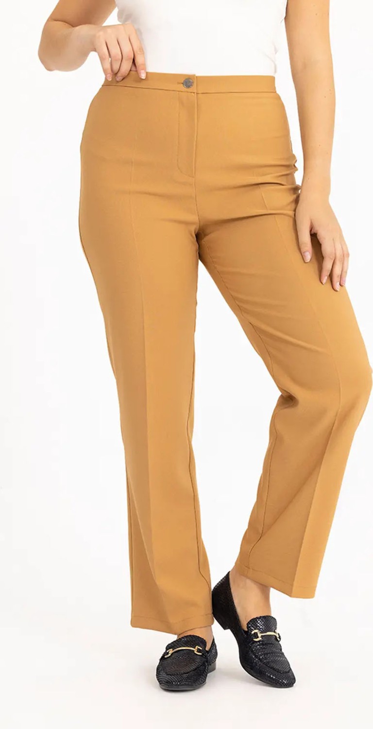 Galaxi Kadın Büyük Beden Klasik Kesim Pantolon 3051034 Camel görsel 3
