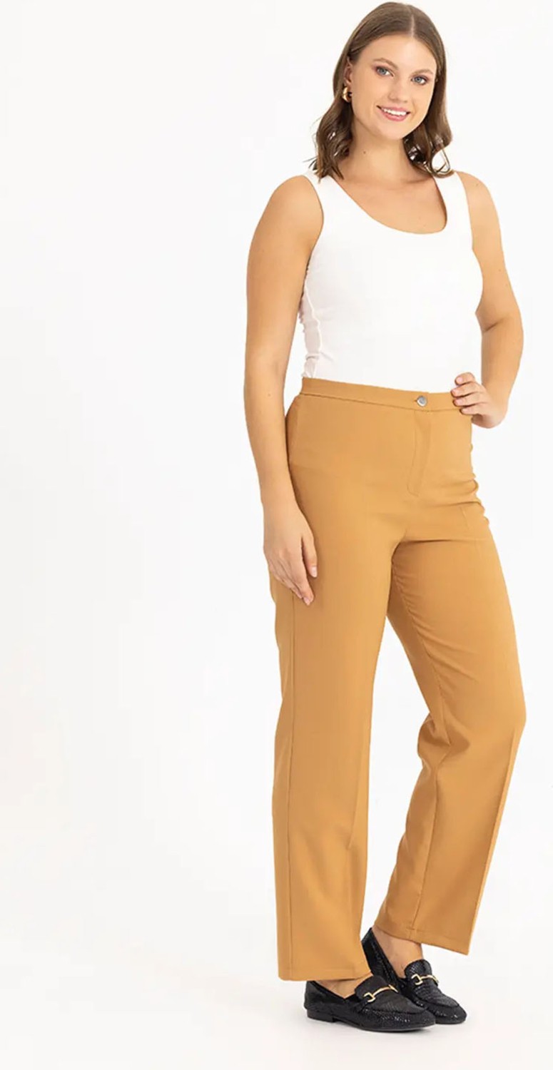 Galaxi Kadın Büyük Beden Klasik Kesim Pantolon 3051034 Camel görsel 2