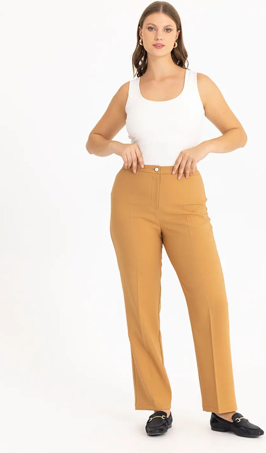 Galaxi Kadın Büyük Beden Klasik Kesim Pantolon 3051034 Camel