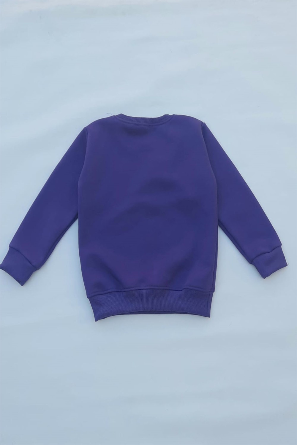 The Wert Unisex Mor Basic Içi Polarlı Örme Kalın Sweatshirt görsel 8