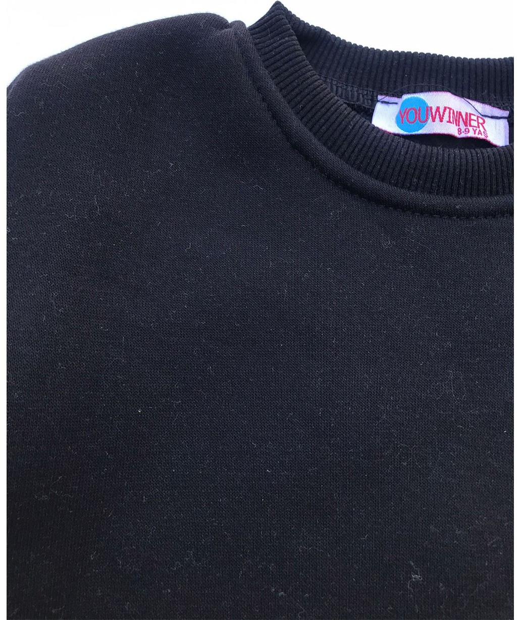 The Wert Unisex Mor Basic Içi Polarlı Örme Kalın Sweatshirt görsel 6