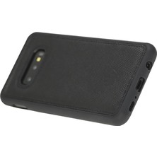 Watchofroyal Samsung S10E Saffıano Black Leather Kılıf