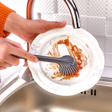 Etkin Home Silikon Başlıklı Bulaşık Yıkama ve Lavabo Temizleme Gri Sap Gri Uç