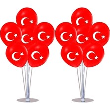 Çıtı Pıtı Store 7'li Balon Süsleme Standı ve Türk Bayrağı Baskılı Balon