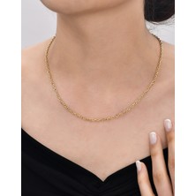 Mistik Silver Traşlı Forse 14 Ayar Gerçek Altın Zincir Kolye - Kalınlık: 2.70 mm  (585 Damgalı)