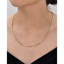 Mistik Silver Köşeli Kral Zincir 14 Ayar Gerçek Altın Zincir Kolye - Kalınlık: 3.80 mm (585 Damgalı)