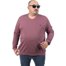Starbattal Büyük Beden V Yaka Double Face Basic 22720-LILA
