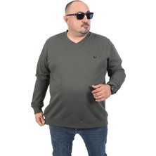 Starbattal Büyük Beden V Yaka Double Face Basic 22720-HAKI