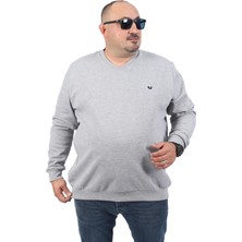 Starbattal Büyük Beden V Yaka Double Face Basic 22720-GRI Melanj