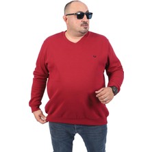 Starbattal Büyük Beden V Yaka Double Face Basic 22720-BORDO