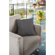 RugViva 43 x 43 cm Füme Tay Tüyü Döşemelik Premium Kumaş Dekoratif Çift Taraflı Kırlent Yastık Kılıfı KRL001