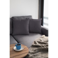 RugViva 43 x 43 cm Füme Tay Tüyü Döşemelik Premium Kumaş Dekoratif Çift Taraflı Kırlent Yastık Kılıfı KRL001