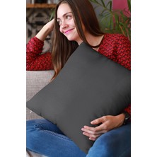RugViva 43 x 43 cm Füme Tay Tüyü Döşemelik Premium Kumaş Dekoratif Çift Taraflı Kırlent Yastık Kılıfı KRL001
