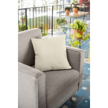 RugViva 43 x 43 cm Krem Premium Kumaş Tay Tüyü Döşemelik Dekoratif Çift Taraflı Kırlent Yastık Kılıfı KRL002