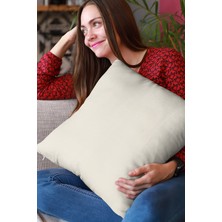 RugViva 43 x 43 cm Ekru Tay Tüyü Döşemelik Premium Kumaş Dekoratif Çift Taraflı Kırlent Yastık Kılıfı KRL003