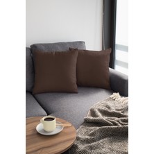 RugViva 43 x 43 cm Kahve Döşemelik Tay Tüyü Premium Kumaş Dekoratif Çift Taraflı Kırlent Yastık Kılıfı KRL005