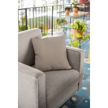 RugViva 43 x 43 cm Vizon Çift Taraflı Tay Tüyü Döşemelik Premium Kumaş Dekoratif Kırlent Yastık Kılıfı KRL008