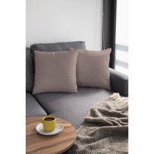 RugViva 43 x 43 cm Vizon Çift Taraflı Tay Tüyü Döşemelik Premium Kumaş Dekoratif Kırlent Yastık Kılıfı KRL008