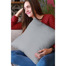 RugViva 43 x 43 cm Gri Yastık Kırlent Kılıfı Tay Tüyü Döşemelik Premium Kumaş Dekoratif Çift Taraflı KRL010