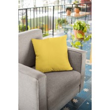 RugViva 43 x 43 cm Sarı Tay Tüyü Döşemelik Premium Kumaş Dekoratif Çift Taraflı Kırlent Yastık Kılıfı KRL016