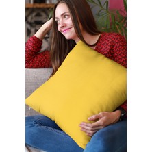 RugViva 43 x 43 cm Sarı Tay Tüyü Döşemelik Premium Kumaş Dekoratif Çift Taraflı Kırlent Yastık Kılıfı KRL016