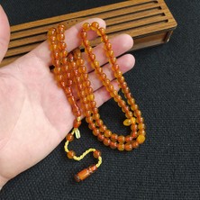 Vip Kehribar 6 mm 99'lu Sıkma Kehribar Tesbih Movador İmzalı Çubuk Malzeme Namaz Tesbihi Ahşap Kutulu Tespih
